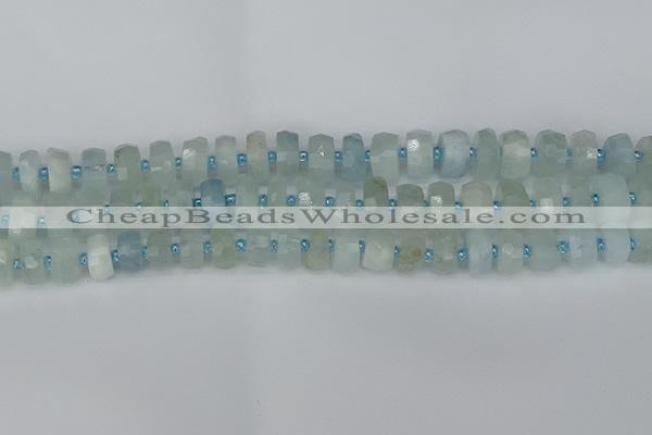 CRB1311 15.5 inches 6*10mm faceted rondelle aquamarine beads