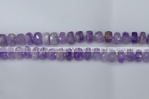 CRB1332 15.5 inches 6*12mm faceted rondelle lavender amethyst beads