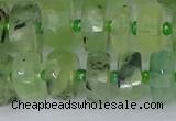 CRB1352 15.5 inches 6*12mm faceted rondelle green rutilated quartz beads