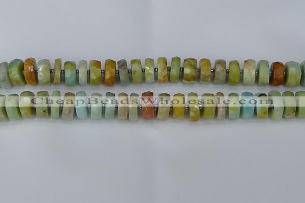 CRB1362 15.5 inches 6*12mm faceted rondelle Chinese amazonite beads