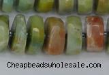 CRB1363 15.5 inches 7*14mm faceted rondelle Chinese amazonite beads