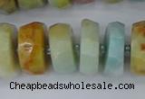 CRB1364 15.5 inches 8*16mm faceted rondelle Chinese amazonite beads