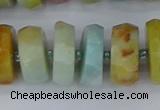 CRB1365 15.5 inches 8*18mm faceted rondelle Chinese amazonite beads