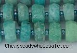 CRB1371 15.5 inches 6*10mm faceted rondelle amazonite beads