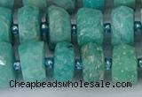 CRB1372 15.5 inches 6*12mm faceted rondelle amazonite beads