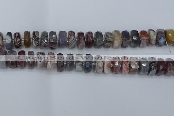 CRB1385 15.5 inches 8*18mm faceted rondelle botswana agate beads