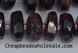 CRB1414 15.5 inches 8*16mm faceted rondelle red garnet beads