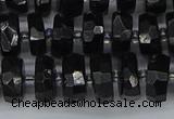 CRB1421 15.5 inches 6*10mm faceted rondelle black tourmaline beads