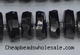 CRB1424 15.5 inches 8*16mm faceted rondelle black tourmaline beads