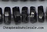 CRB1425 15.5 inches 8*18mm faceted rondelle black tourmaline beads