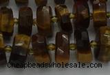 CRB1431 15.5 inches 6*10mm faceted rondelle yellow tiger eye beads