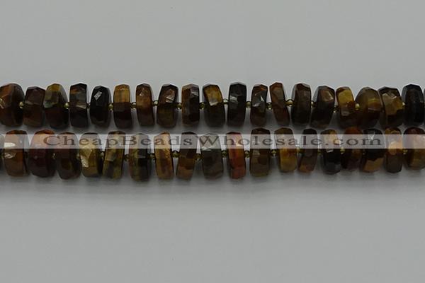 CRB1434 15.5 inches 8*16mm faceted rondelle yellow tiger eye beads