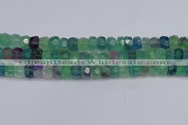 CRB1466 15.5 inches 6*12mm faceted rondelle fluorite beads