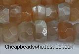 CRB1470 15.5 inches 6*10mm faceted rondelle moonstone beads