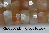 CRB1471 15.5 inches 6*12mm faceted rondelle moonstone beads