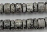 CRB163 15.5 inches 5*14mm & 10*14mm rondelle grey picture jasper beads