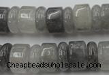 CRB180 15.5 inches 5*14mm – 10*14mm rondelle cloudy quartz beads