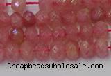 CRB1800 15.5 inches 4*6mm faceted rondelle strawberry quartz beads