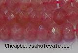 CRB1801 15.5 inches 5*8mm faceted rondelle strawberry quartz beads