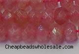 CRB1802 15.5 inches 6*10mm faceted rondelle strawberry quartz beads