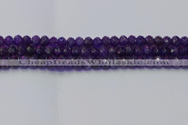 CRB1806 15.5 inches 6*10mm faceted rondelle amethyst beads