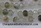 CRB1812 15.5 inches 4*6mm faceted rondelle green rutilated quartz beads