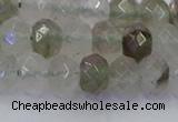 CRB1813 15.5 inches 5*8mm faceted rondelle green rutilated quartz beads