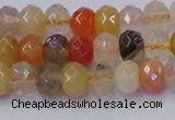 CRB1820 15.5 inches 4*6mm faceted rondelle mixed rutilated quartz beads