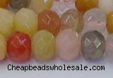 CRB1822 15.5 inches 6*10mm faceted rondelle mixed rutilated quartz beads