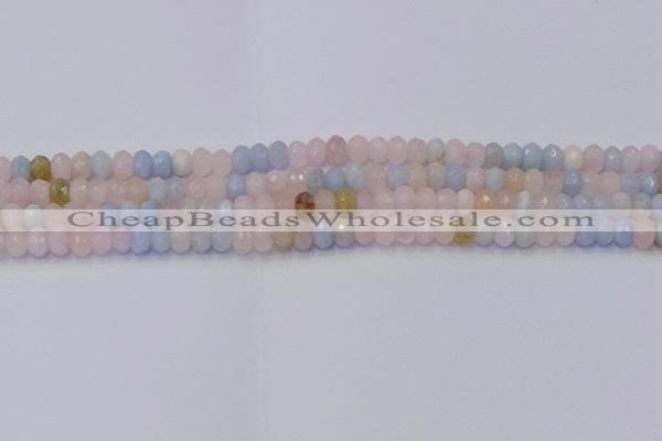 CRB1828 15.5 inches 4*6mm faceted rondelle morganite beads