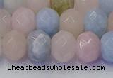 CRB1830 15.5 inches 6*10mm faceted rondelle morganite beads