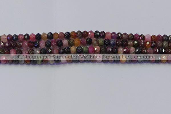 CRB1832 15.5 inches 4*6mm faceted rondelle tourmaline beads