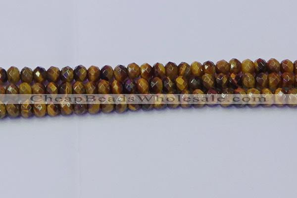 CRB1841 15.5 inches 5*8mm faceted rondelle yellow tiger eye beads