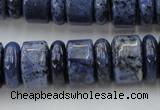 CRB187 15.5 inches 6*16mm – 10*16mm rondelle blue dumortierite beads