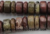 CRB191 15.5 inches 6*16mm – 10*16mm rondelle red artistic jasper beads