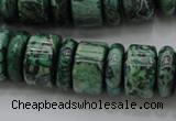 CRB192 15.5 inches 6*16mm – 10*16mm rondelle green picture jasper beads