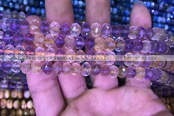 CRB1944 15.5 inches 6*8mm faceted rondelle ametrine beads