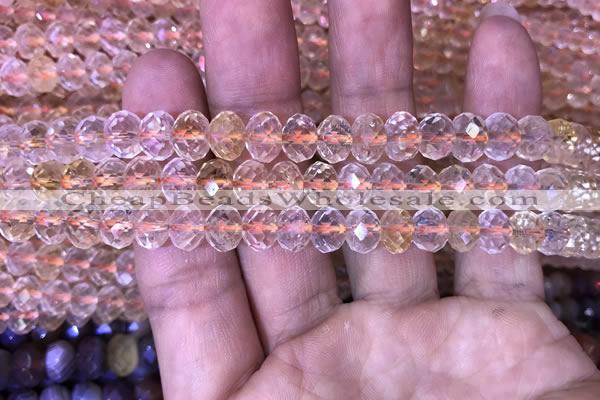 CRB1950 15.5 inches 6*8mm faceted rondelle citrine gemstone beads