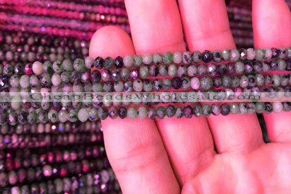 CRB1975 15.5 inches 3*4mm faceted rondelle ruby zoisite beads