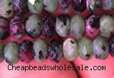 CRB1976 15.5 inches 4*6mm faceted rondelle ruby zoisite beads