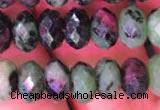 CRB1977 15.5 inches 5*8mm faceted rondelle ruby zoisite beads