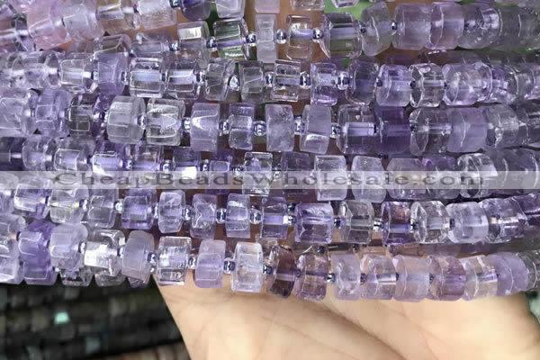 CRB2010 15.5 inches 7mm - 8mm faceted tyre light amethyst beads