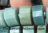 CRB2117 15.5 inches 11mm - 12mm faceted tyre amazonite beads