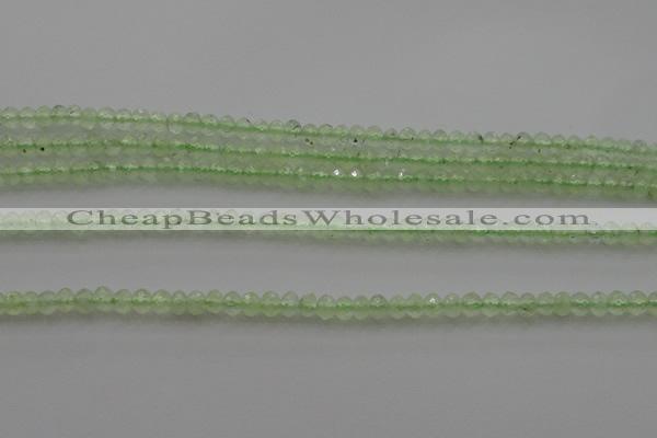 CRB212 15.5 inches 3*4mm faceted rondelle green rutilated quartz beads