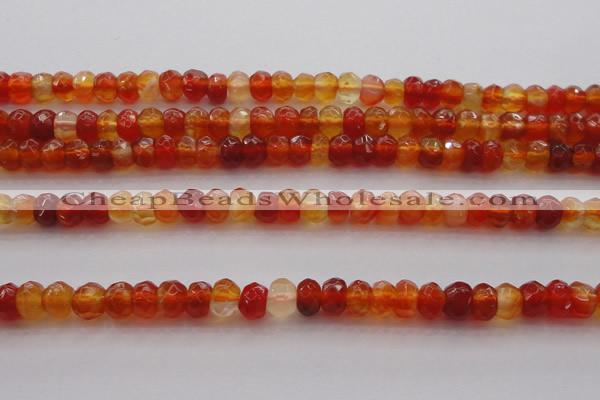 CRB215 15.5 inches 3*4mm faceted rondelle red agate beads