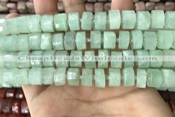 CRB2166 15.5 inches 11mm - 12mm faceted tyre light prehnite beads