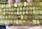 CRB2170 15.5 inches 8mm - 9mm faceted tyre yellow opal beads