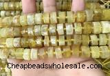 CRB2171 15.5 inches 11mm - 12mm faceted tyre yellow opal beads