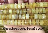 CRB2172 15.5 inches 12mm - 13mm faceted tyre yellow opal beads