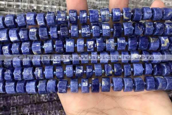 CRB2175 15.5 inches 9mm - 10mm faceted tyre sodalite beads